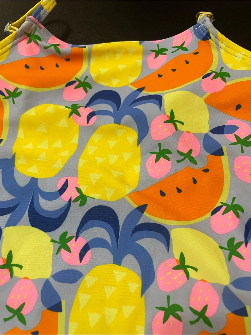 Old Navy Tropical Fruit One-Piece Swimsuit in Yellow, Orange & Pink Sz. 5 XS